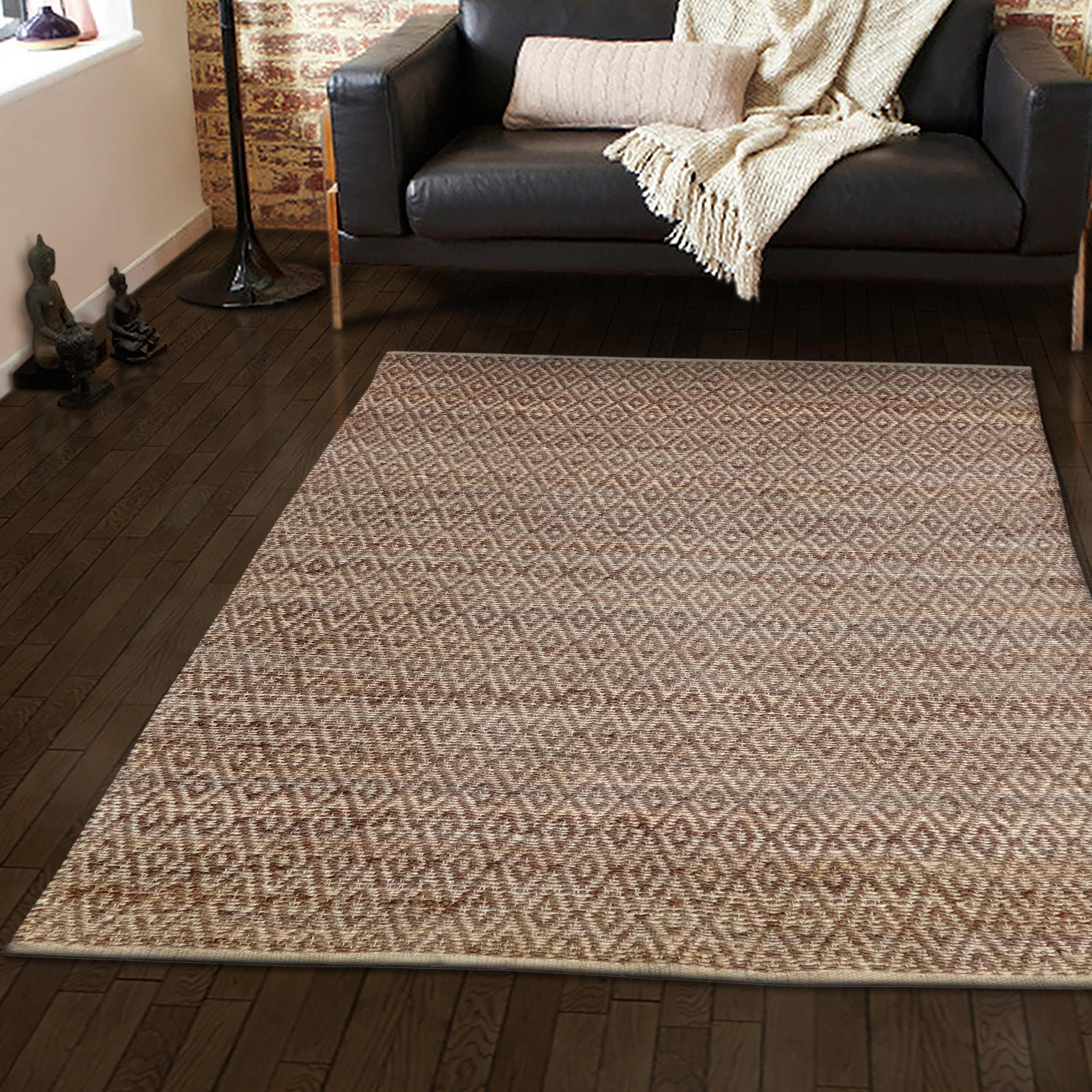 Superior Diamond Hand Woven Jute Area Rug, Natural Fiber, 4 Colors eBay